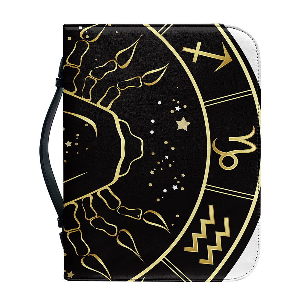 Gold And Black Cancer Sign Print Leather Bible Cover