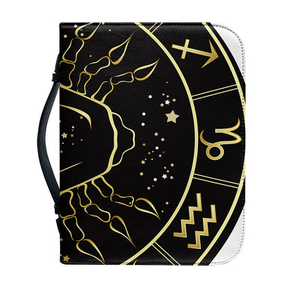 Gold And Black Cancer Sign Print Leather Bible Cover