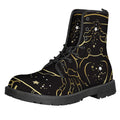 Gold And Black Cancer Sign Print Lace-Up Boots