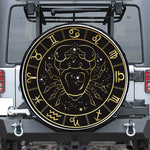 Gold And Black Cancer Sign Print Leather Spare Tire Cover