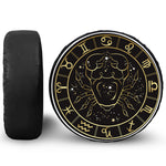 Gold And Black Cancer Sign Print Leather Spare Tire Cover