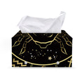 Gold And Black Cancer Sign Print Leather Tissue Box Cover