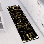 Gold And Black Cancer Sign Print Long Kitchen Mat