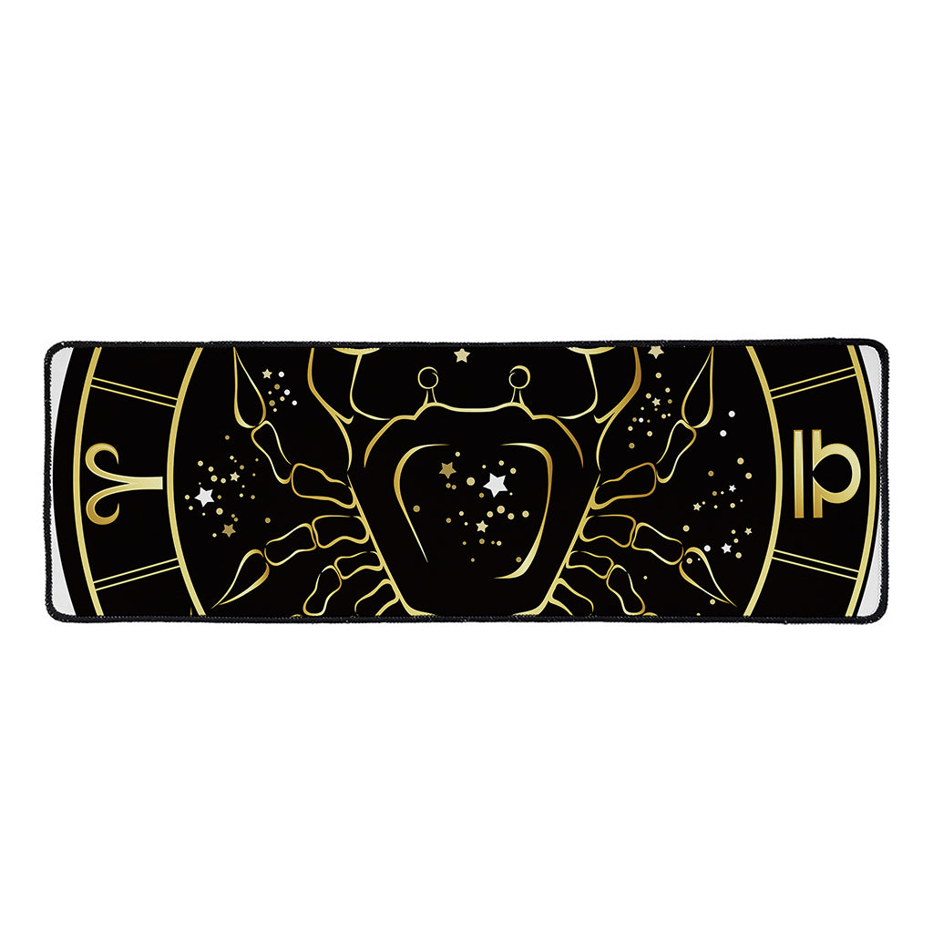 Gold And Black Cancer Sign Print Long Kitchen Mat