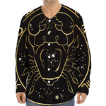 Gold And Black Cancer Sign Print Long Sleeve Baseball Jersey