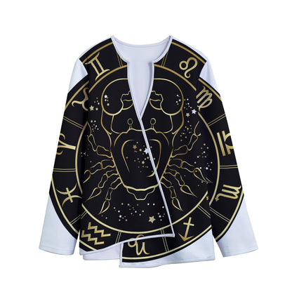 Gold And Black Cancer Sign Print Long Sleeve Short Coat