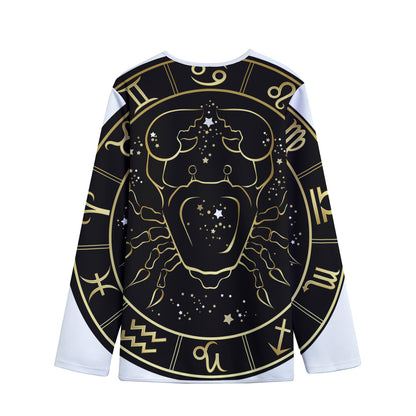 Gold And Black Cancer Sign Print Long Sleeve Short Coat
