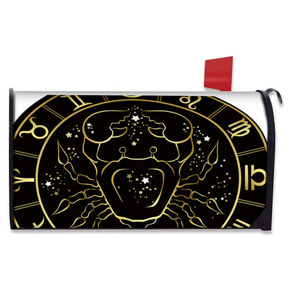 Gold And Black Cancer Sign Print Mailbox Cover