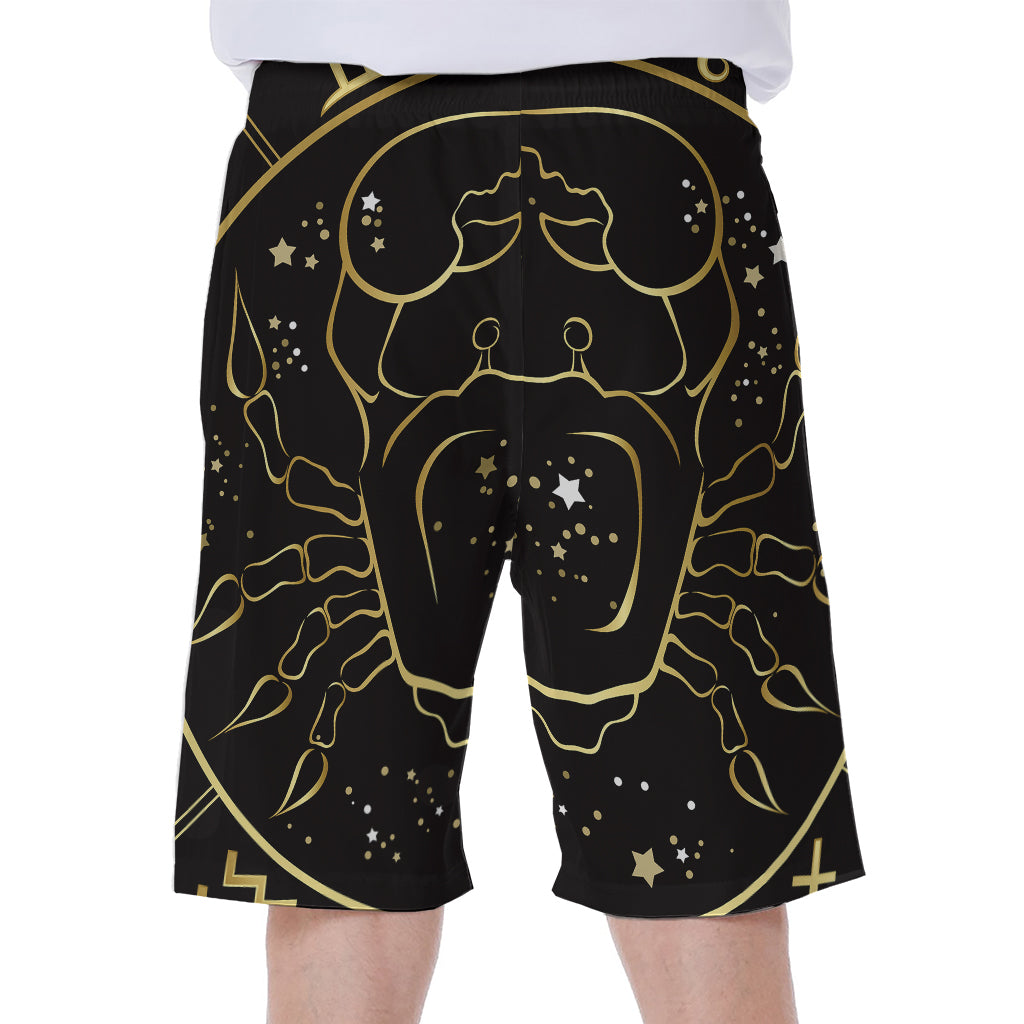 Gold And Black Cancer Sign Print Men's Beach Shorts