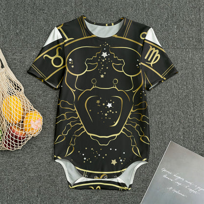 Gold And Black Cancer Sign Print Men's Bodysuit