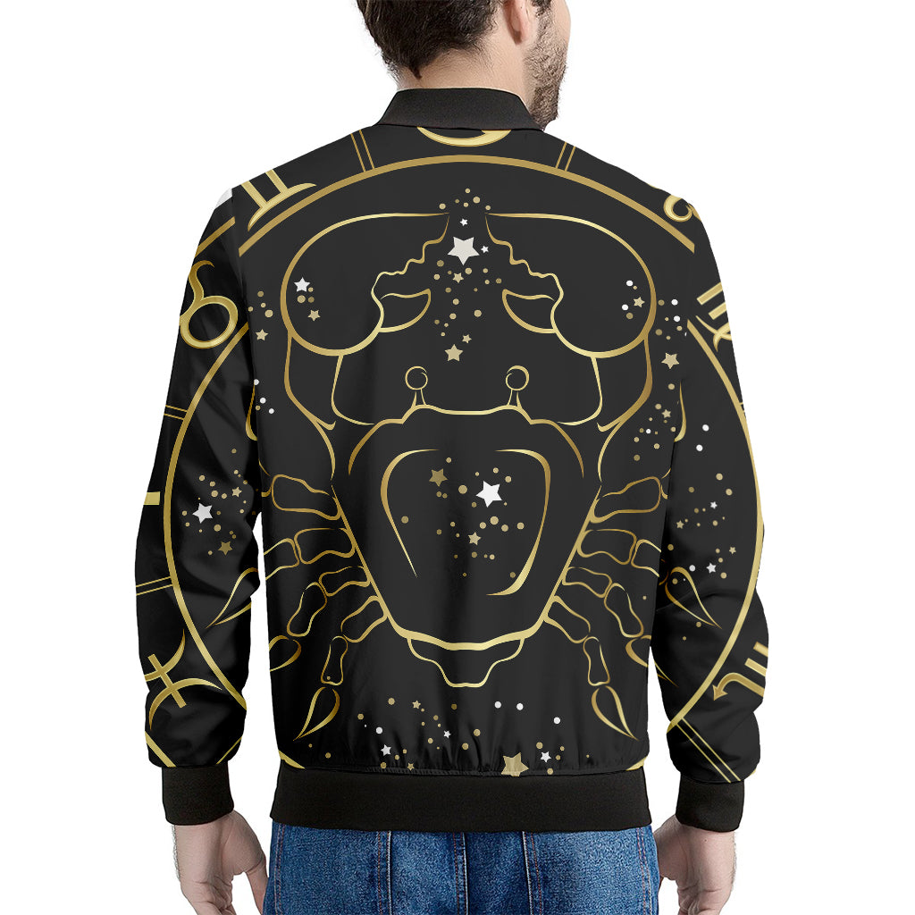 Gold And Black Cancer Sign Print Men's Bomber Jacket