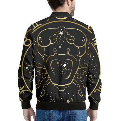 Gold And Black Cancer Sign Print Men's Bomber Jacket