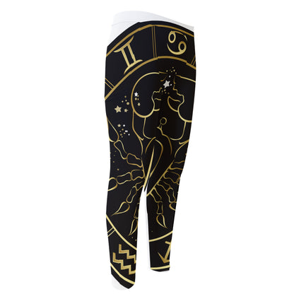 Gold And Black Cancer Sign Print Men's Compression Pants
