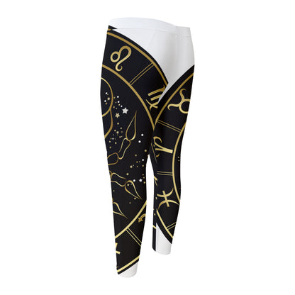 Gold And Black Cancer Sign Print Men's Compression Pants