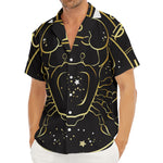 Gold And Black Cancer Sign Print Men's Deep V-Neck Shirt