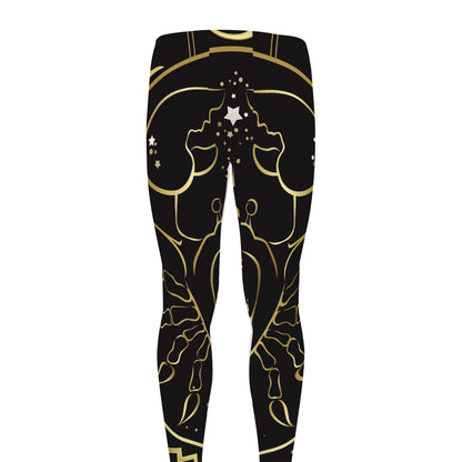 Gold And Black Cancer Sign Print Men's leggings