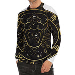 Gold And Black Cancer Sign Print Men's Long Sleeve Rash Guard