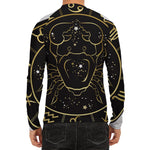 Gold And Black Cancer Sign Print Men's Long Sleeve Rash Guard