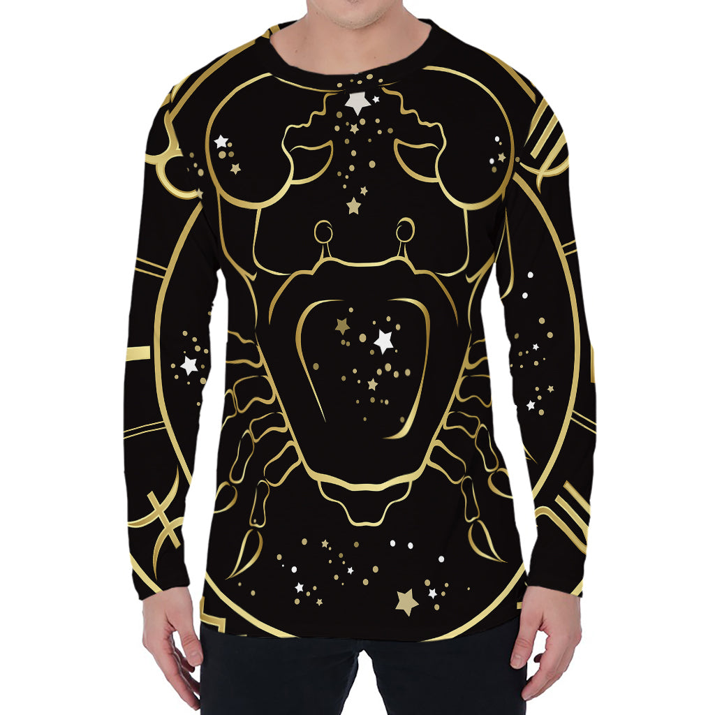 Gold And Black Cancer Sign Print Men's Long Sleeve T-Shirt
