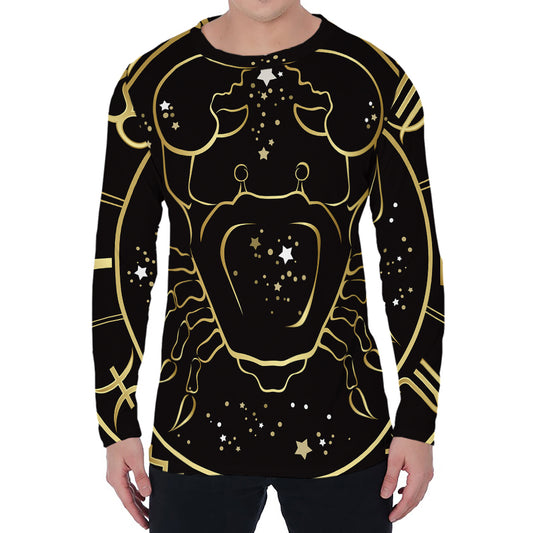 Gold And Black Cancer Sign Print Men's Long Sleeve T-Shirt
