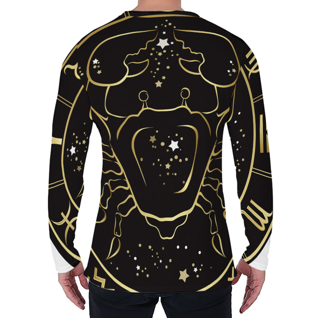 Gold And Black Cancer Sign Print Men's Long Sleeve T-Shirt