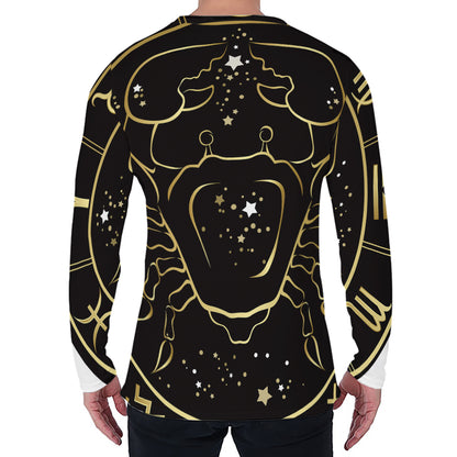 Gold And Black Cancer Sign Print Men's Long Sleeve T-Shirt