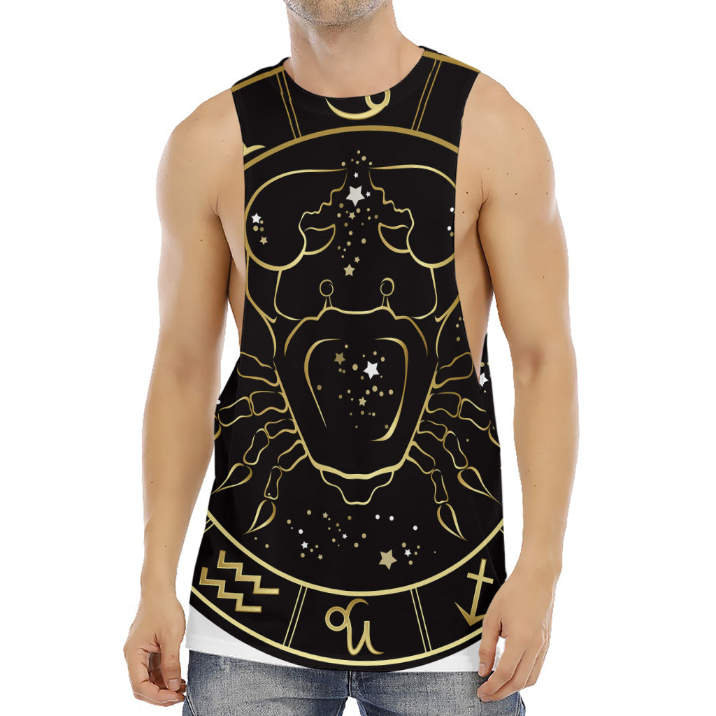 Gold And Black Cancer Sign Print Men's Muscle Tank Top