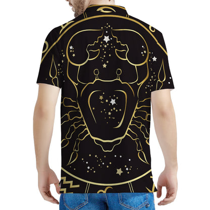 Gold And Black Cancer Sign Print Men's Polo Shirt