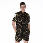 Gold And Black Cancer Sign Print Men's Rompers