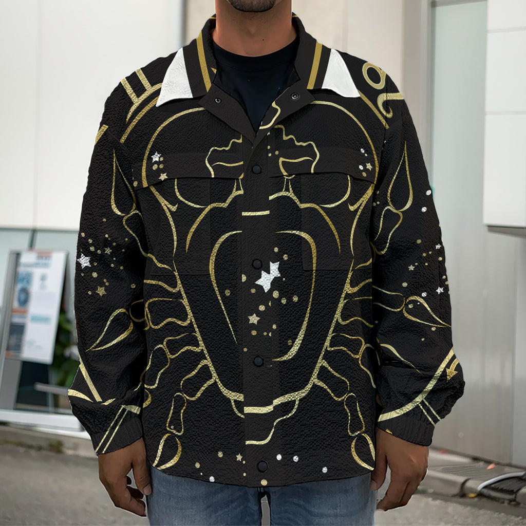 Gold And Black Cancer Sign Print Men's Shirt Jacket