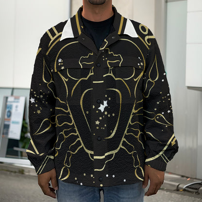 Gold And Black Cancer Sign Print Men's Shirt Jacket