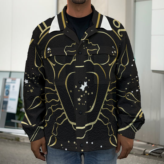 Gold And Black Cancer Sign Print Men's Shirt Jacket