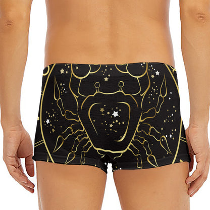 Gold And Black Cancer Sign Print Men's Short Boxer Briefs