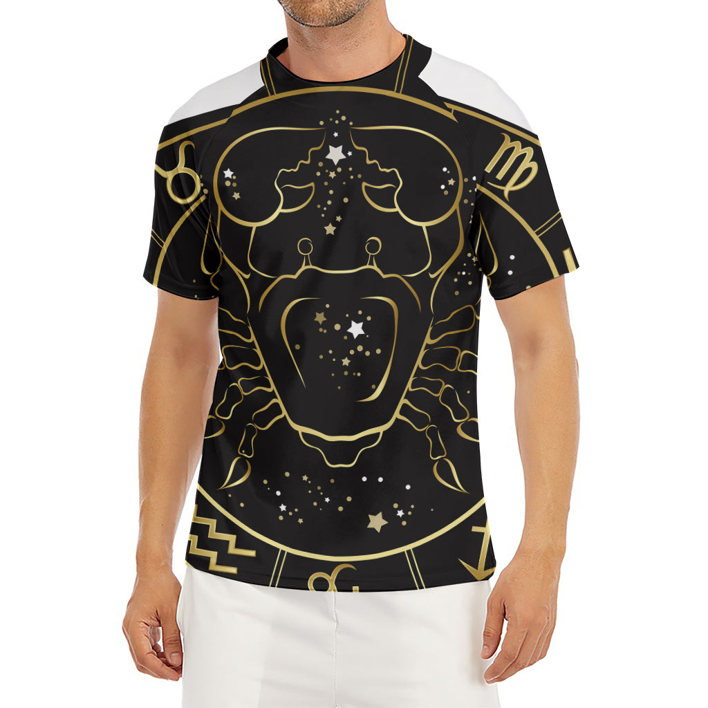 Gold And Black Cancer Sign Print Men's Short Sleeve Rash Guard