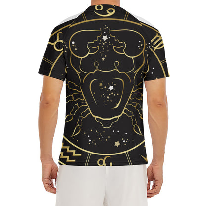 Gold And Black Cancer Sign Print Men's Short Sleeve Rash Guard