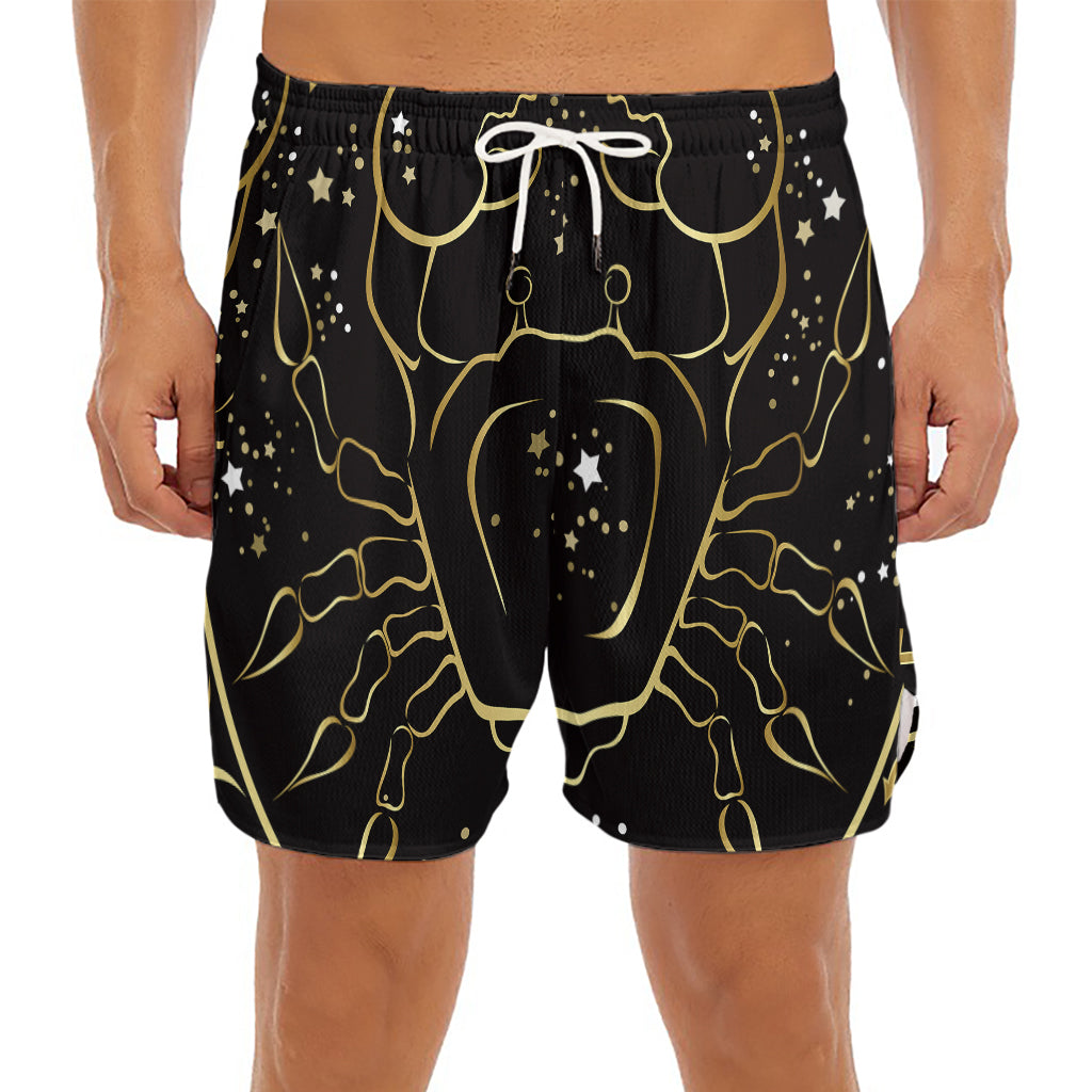 Gold And Black Cancer Sign Print Men's Split Running Shorts