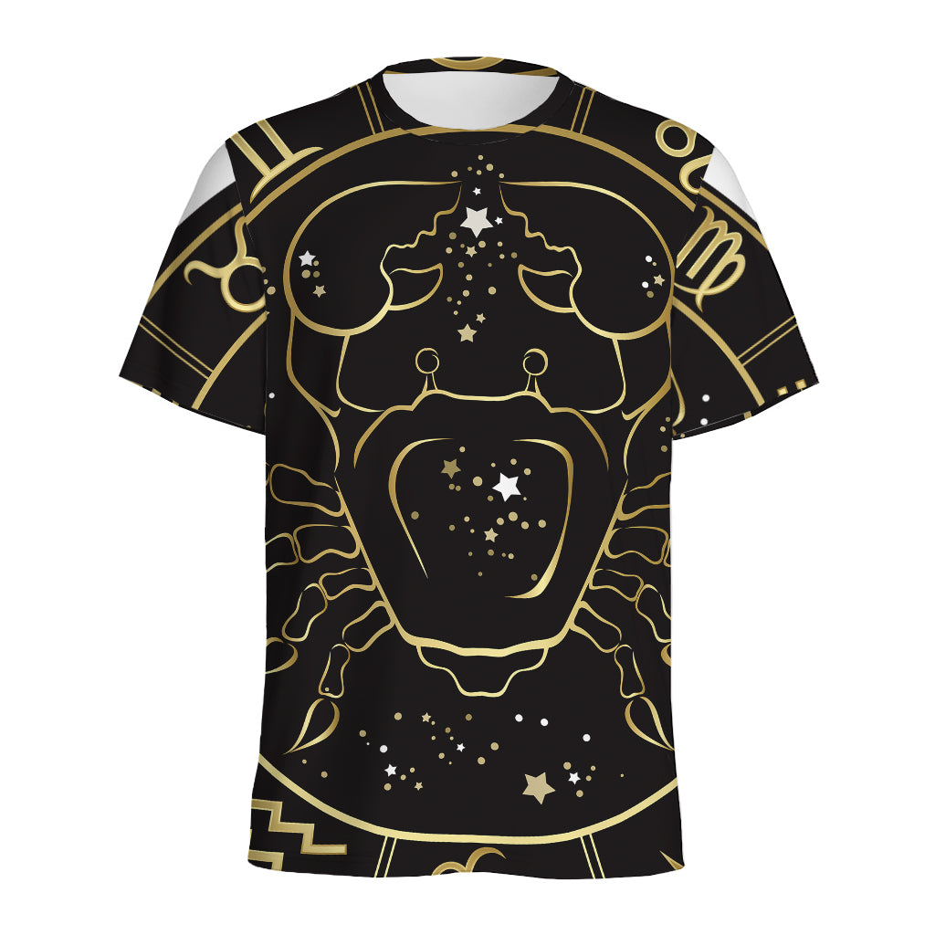 Gold And Black Cancer Sign Print Men's Sports T-Shirt