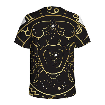 Gold And Black Cancer Sign Print Men's Sports T-Shirt
