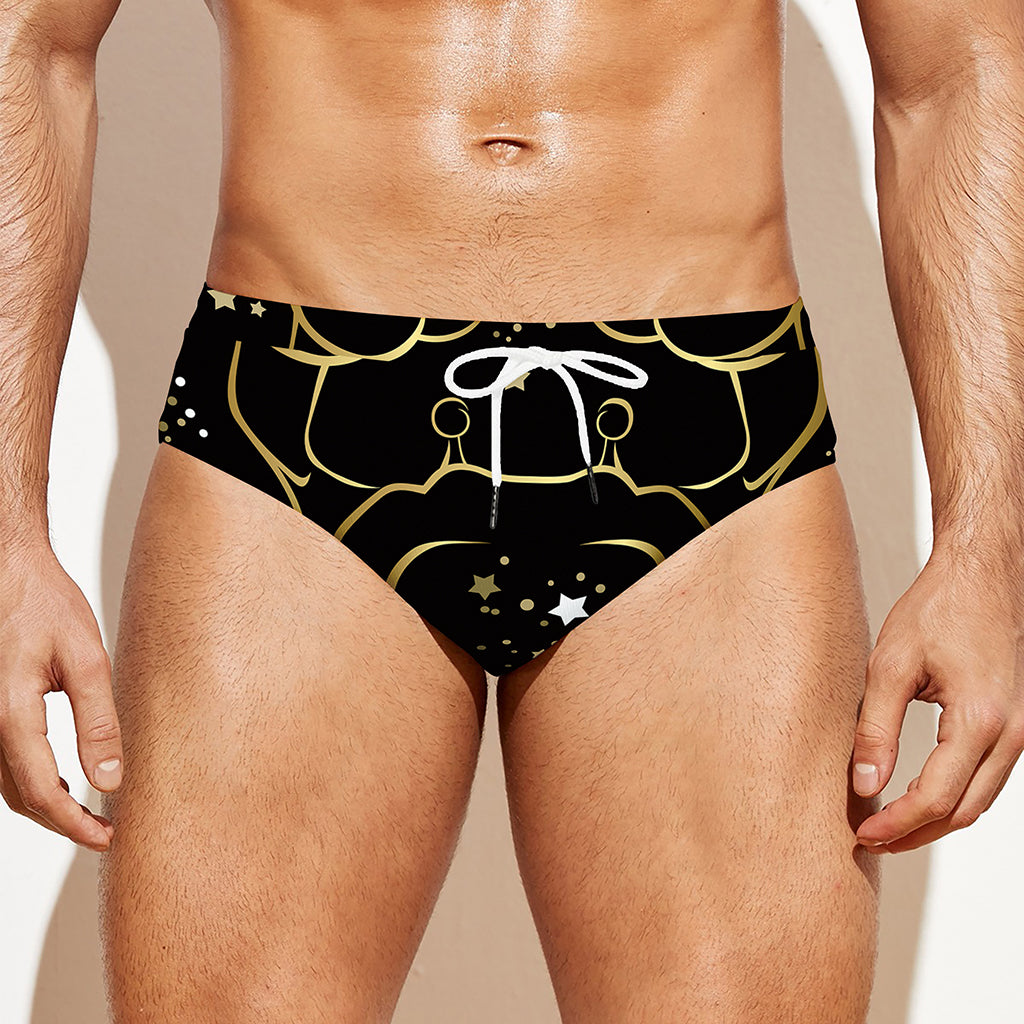 Gold And Black Cancer Sign Print Men's Swim Briefs