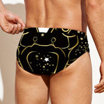Gold And Black Cancer Sign Print Men's Swim Briefs