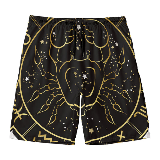 Gold And Black Cancer Sign Print Men's Swim Trunks