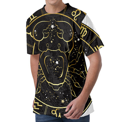 Gold And Black Cancer Sign Print Men's Velvet T-Shirt