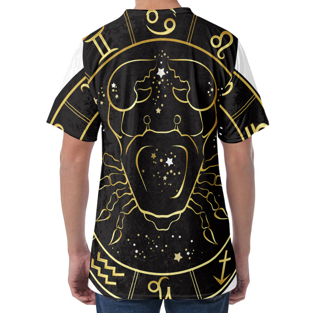 Gold And Black Cancer Sign Print Men's Velvet T-Shirt