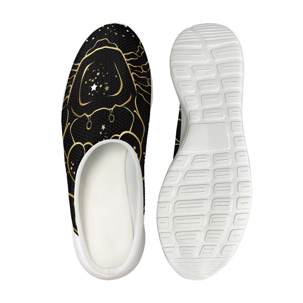 Gold And Black Cancer Sign Print Mesh Casual Shoes