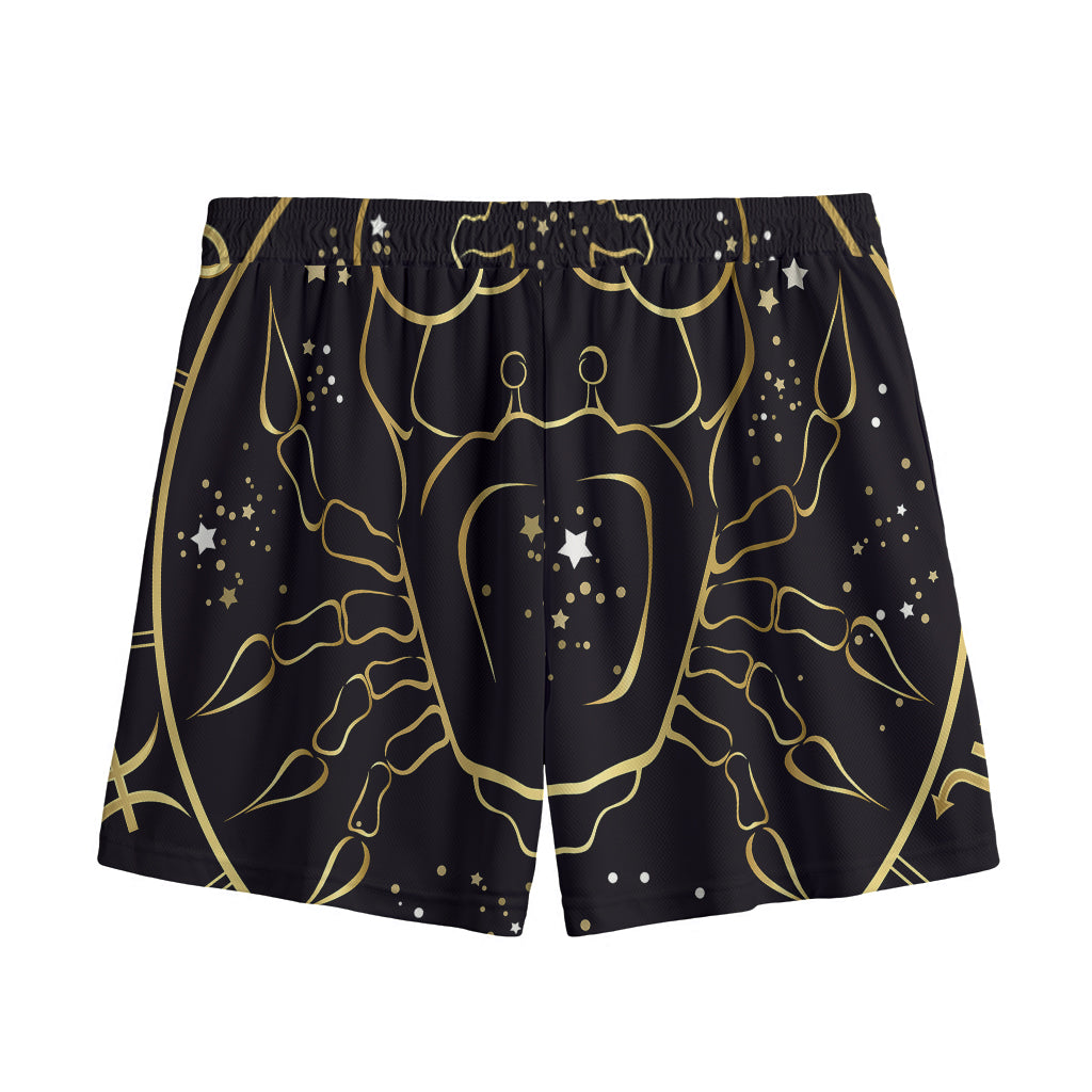 Gold And Black Cancer Sign Print Mesh Shorts