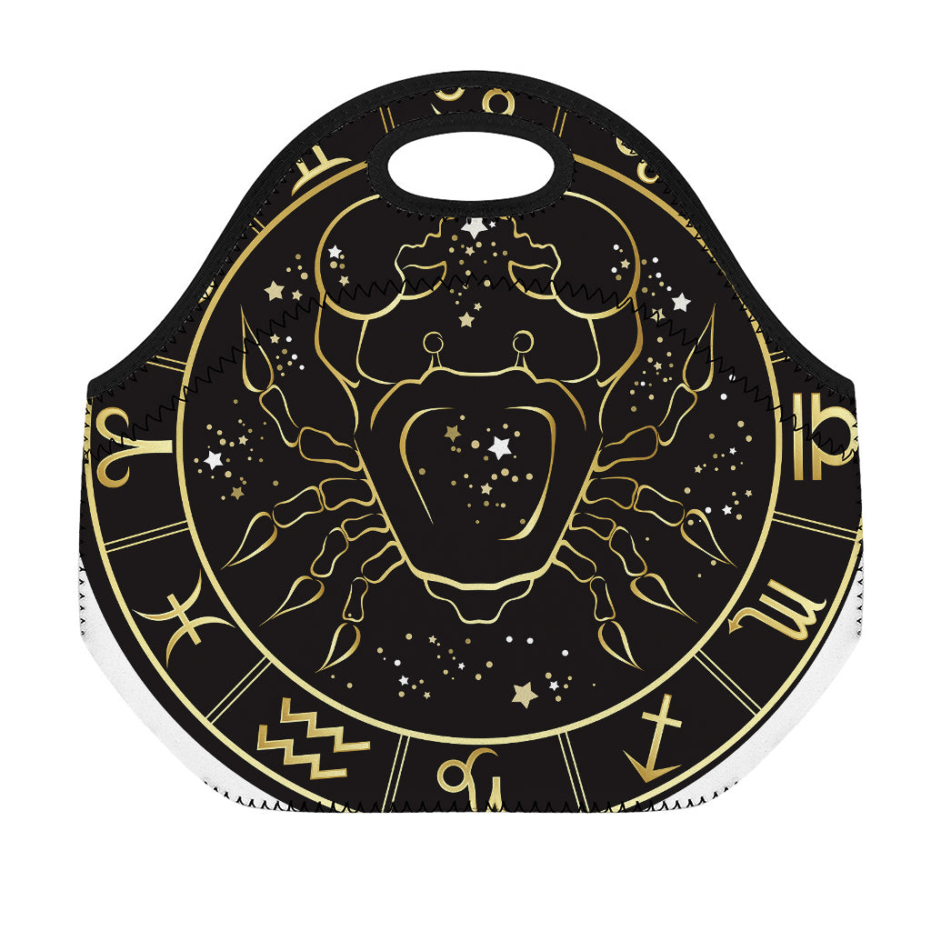 Gold And Black Cancer Sign Print Neoprene Lunch Bag