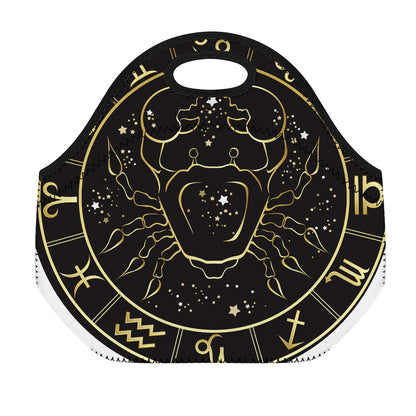 Gold And Black Cancer Sign Print Neoprene Lunch Bag