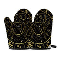 Gold And Black Cancer Sign Print Oven Mitts