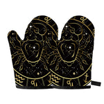 Gold And Black Cancer Sign Print Oven Mitts