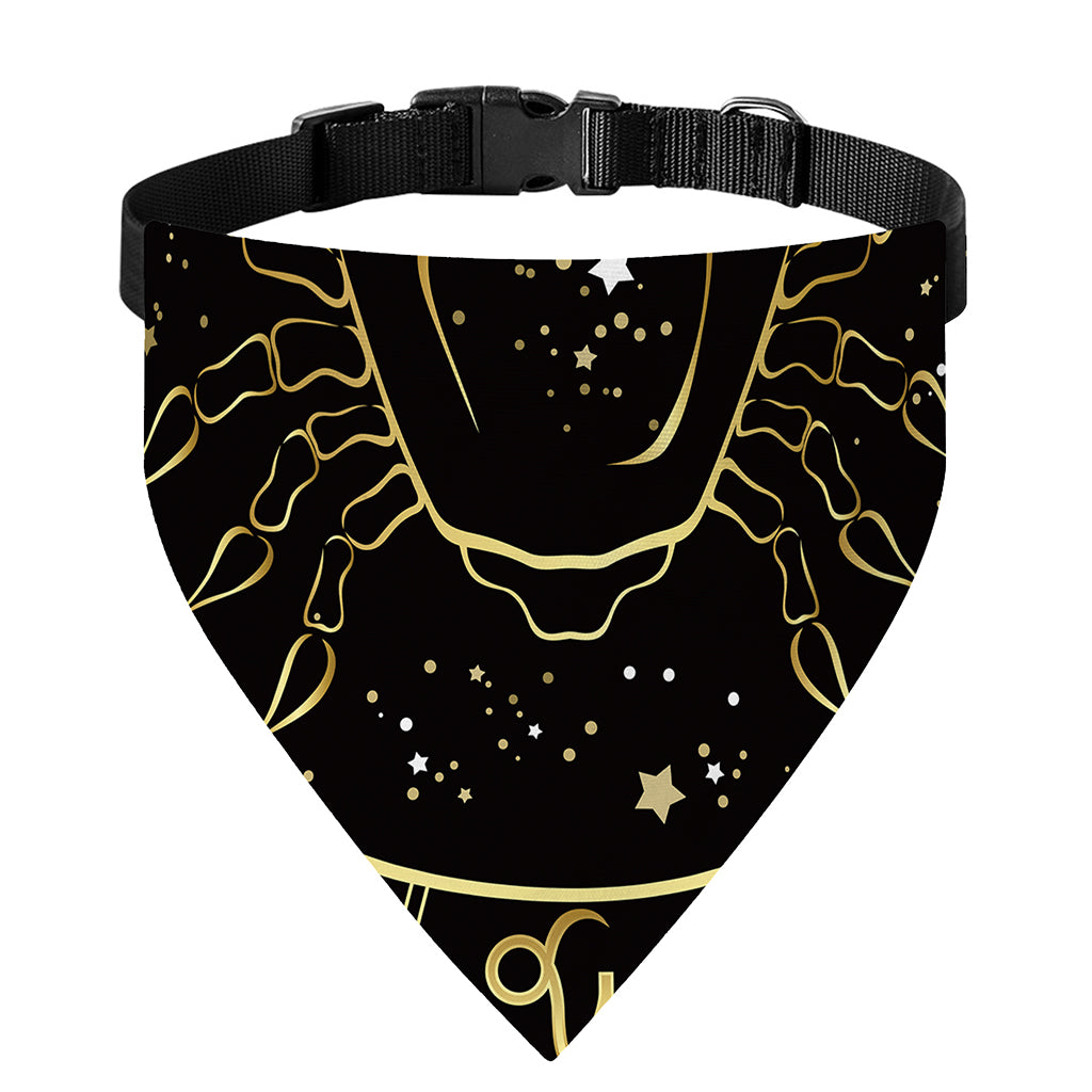 Gold And Black Cancer Sign Print Over The Collar Dog Bandana